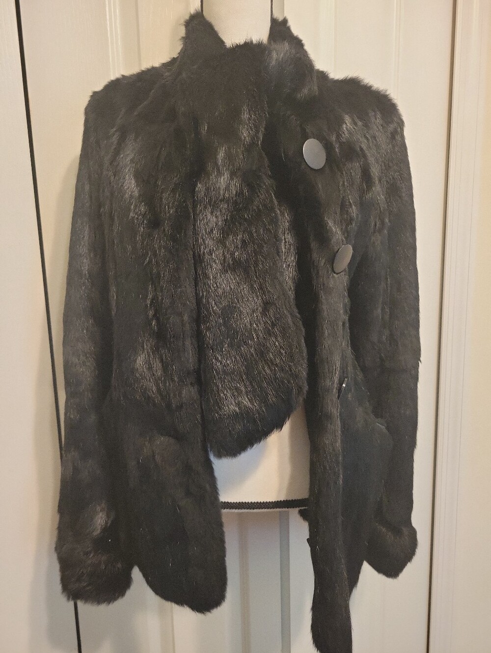 Vintage Black  Fur Women's Coat Small/med - Picture 2 of 7
